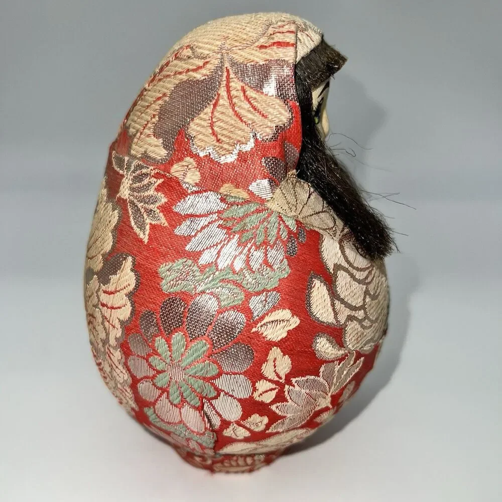 Vintage Handmade Empress Hime-Daruma Ginger Jar Wedding Doll Silk Pleated Kimono